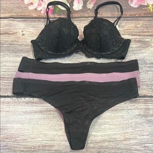 Honeydew Intimates Set!! Black Lace Bra Sz 34B and Panties Sz Large (3) NWT!